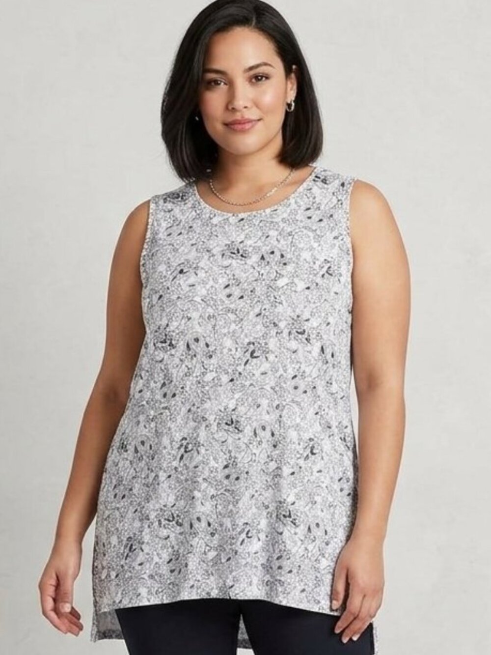 Liz Claiborne Gray Sleeveless Tunic Tank Top Size 0X